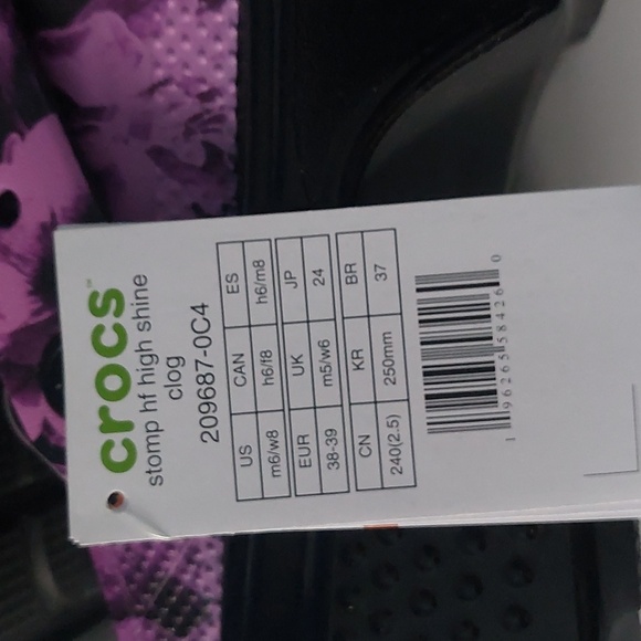 Crocs stomp Hyper High Shine floral clog women's 8 mens 6 - Picture 9 of 10